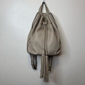 Rebecca Minkoff Isobel Tan Pebbled Leather Cinch Backpack With Tassels